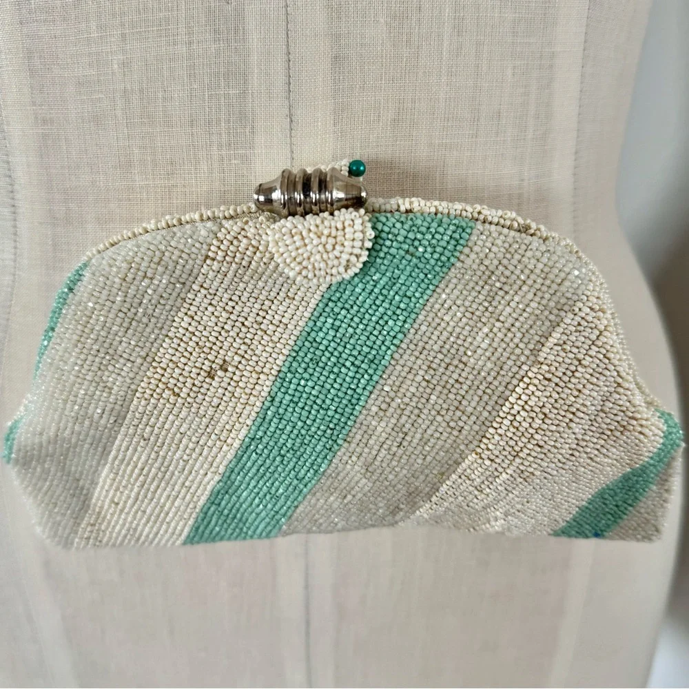Vintage 1930s Beaded Bag Handmade in Belgium with Strap